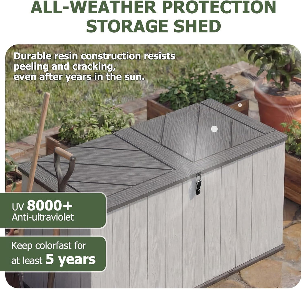 Aoxun 21 Cu.Ft Outdoor Storage Shed, Large Resin Storage Shed with Lid, Waterproof & UV-Resistant Patio Storage for Cushions, Garden Tools, and Pool Accessories (White)
