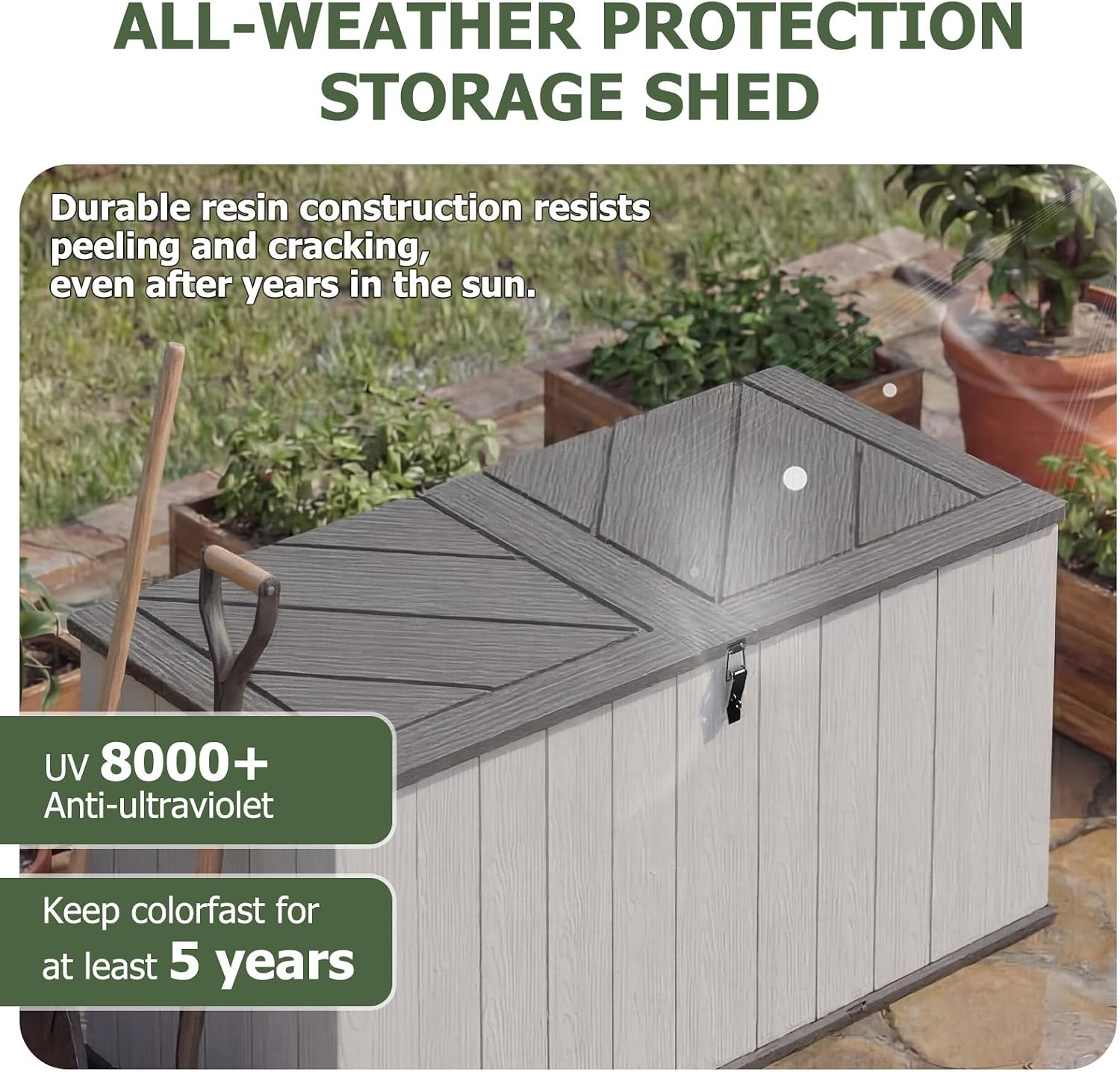 Aoxun 21 Cu.Ft Outdoor Storage Shed, Large Resin Storage Shed with Lid, Waterproof & UV-Resistant Patio Storage for Cushions, Garden Tools, and Pool Accessories (White)