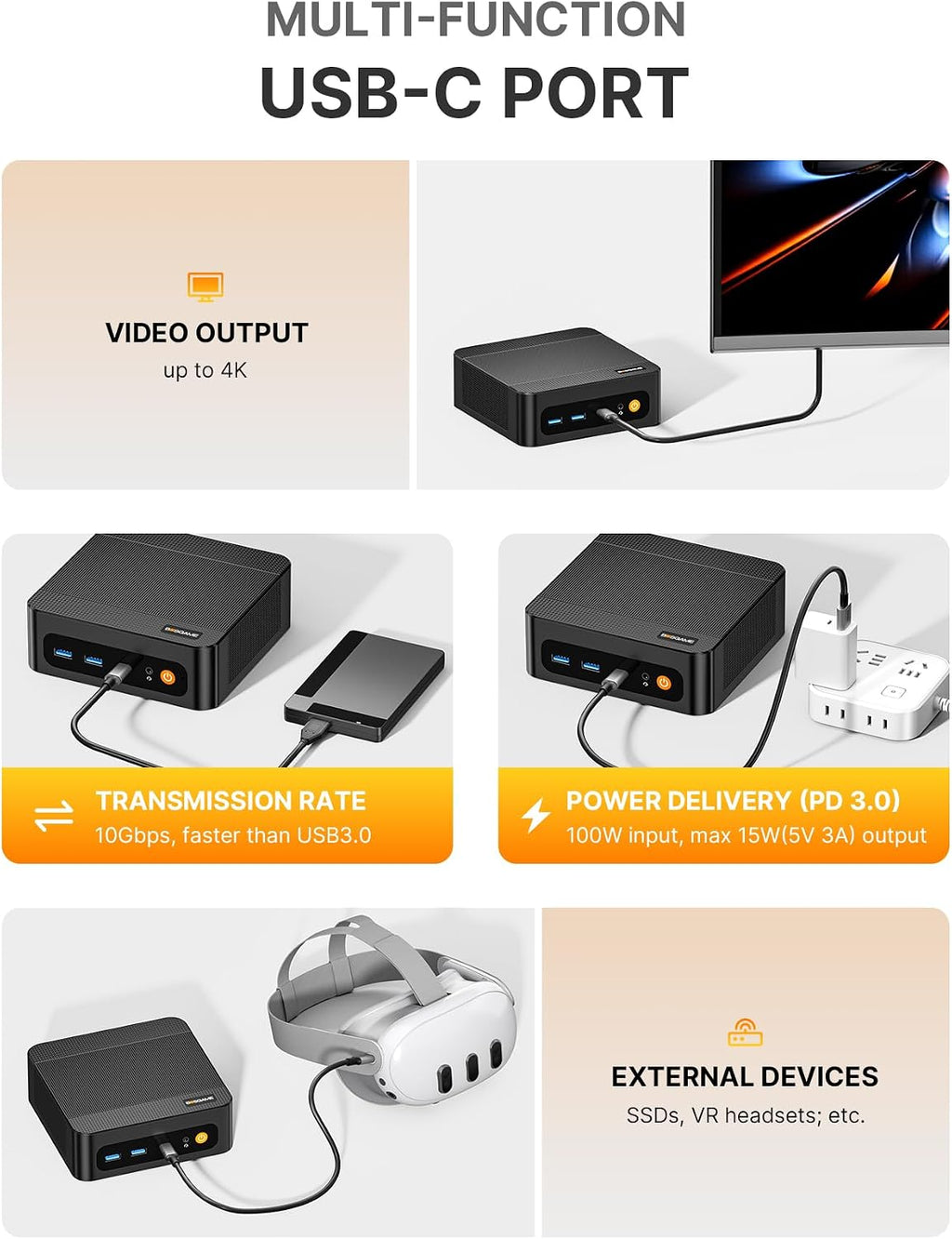 BOSGAME P6 Ryzen 9 6900HX Mini PC, 32GB LPDDR5X 6400MHz 1TB PCIe4.0 NVMe SSD Mini Computers, Dual LAN, AX210 Wi-Fi 6E, BT 5.3, Triple Display 4K, Light Gaming | Home | Office | Business Great Value PC