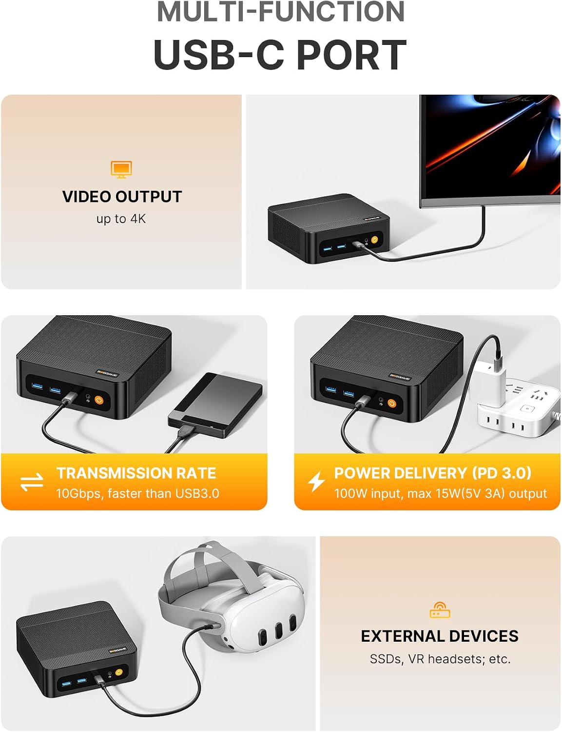 BOSGAME P6 Ryzen 9 6900HX Mini PC, 32GB LPDDR5X 6400MHz 1TB PCIe4.0 NVMe SSD Mini Computers, Dual LAN, AX210 Wi-Fi 6E, BT 5.3, Triple Display 4K, Light Gaming | Home | Office | Business Great Value PC