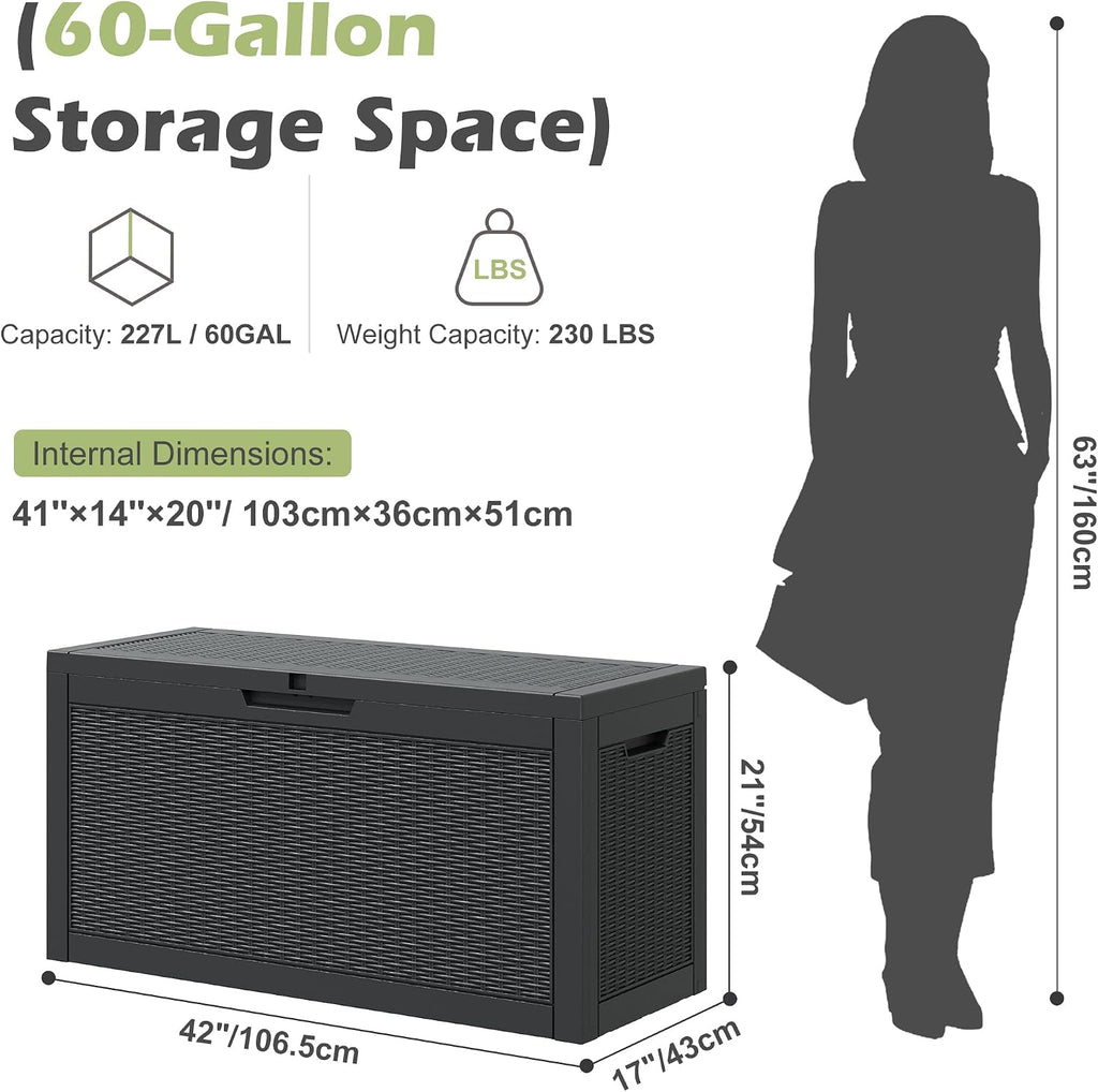 NUNU LAB Outdoor Storage Box 60 Gallon,Package Delivery Box for Outside, Parcel Drop deck boxes waterproof, Lockable Lid Porch Storage Bin For Package Delivery,Patio,House, Curbside