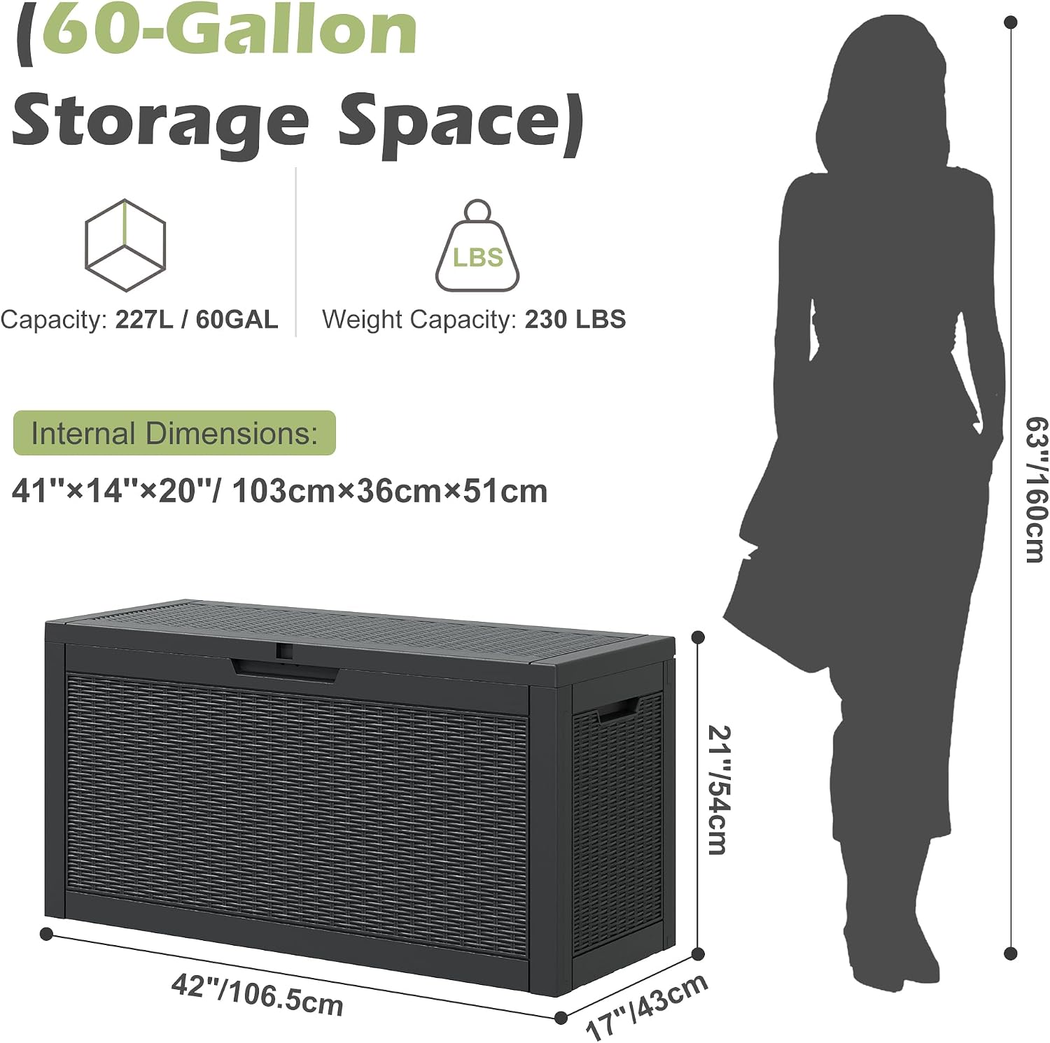 NUNU LAB Outdoor Storage Box 60 Gallon,Package Delivery Box for Outside, Parcel Drop deck boxes waterproof, Lockable Lid Porch Storage Bin For Package Delivery,Patio,House, Curbside