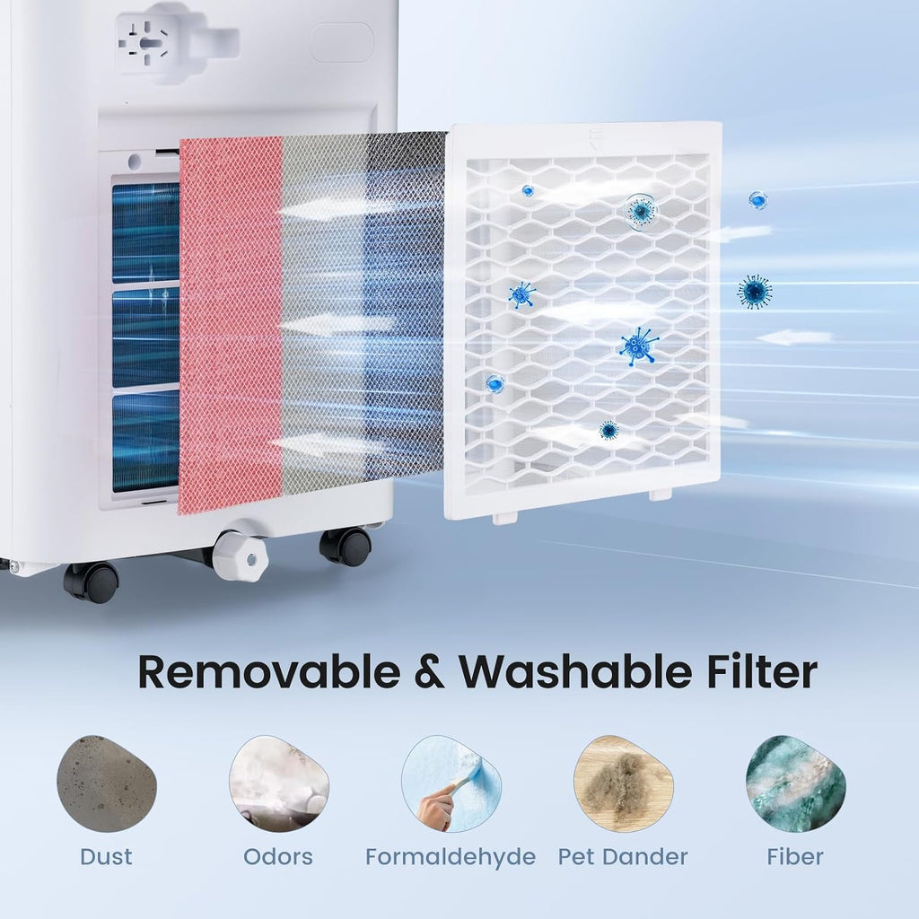 6000 Sq.Ft Dehumidifier for Basement and Home, 90 Pint Dehumidifier with Drain Hose, Pump, 2.2 Gal Water Tank & Child Lock, 24H Timer & Energy Efficient, Ideal for Large Room (6000 Sq.Ft)