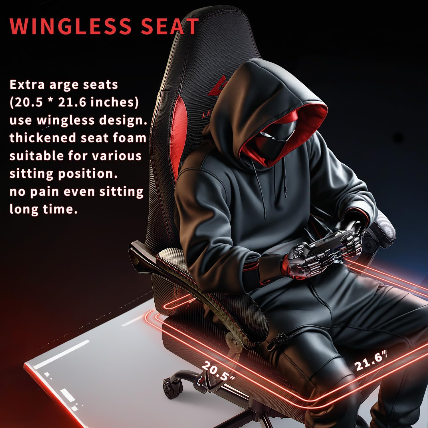 LEMBERI Big and Tall Gaming Chair 400lb Weight Capacity,Gamer Chairs for Adults,Video Game Chair wth Footrest,Racing Style Computer Gamer Chair with Headrest and Lumbar Support (Red)