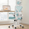 Ergonomic Office Chair, 330LBS Desk Chair with 3-Level Lumbar Support & Headrest, Breathable Mesh Backrest, Flip-Up Armrests for Home Office and Gaming, Blue