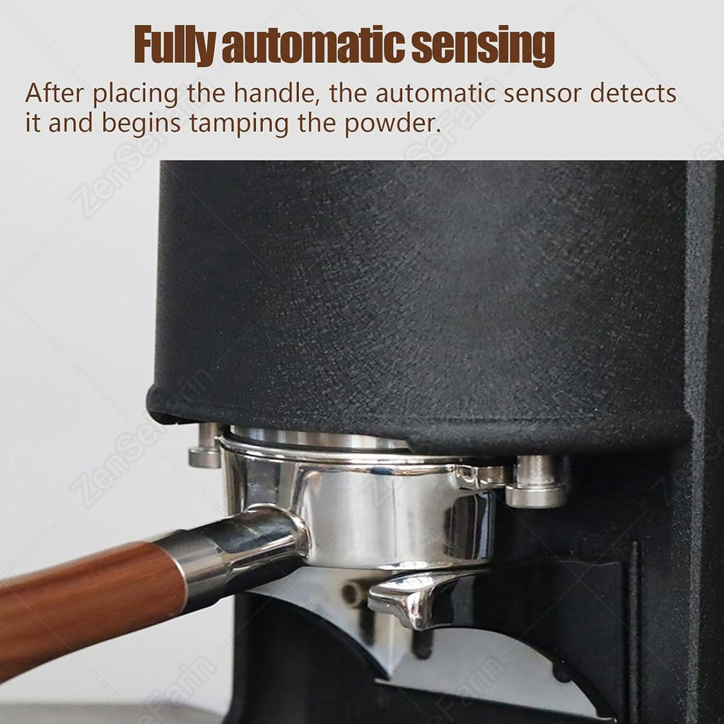 58mm Coffee Tamper,Automatic Electric Bean Powder Press Machine for Expresso,Coffee Tamper Machine,10-30kg Pressure,Adjustable Bracket Lift 1-3 Press Settings for Home and Office White