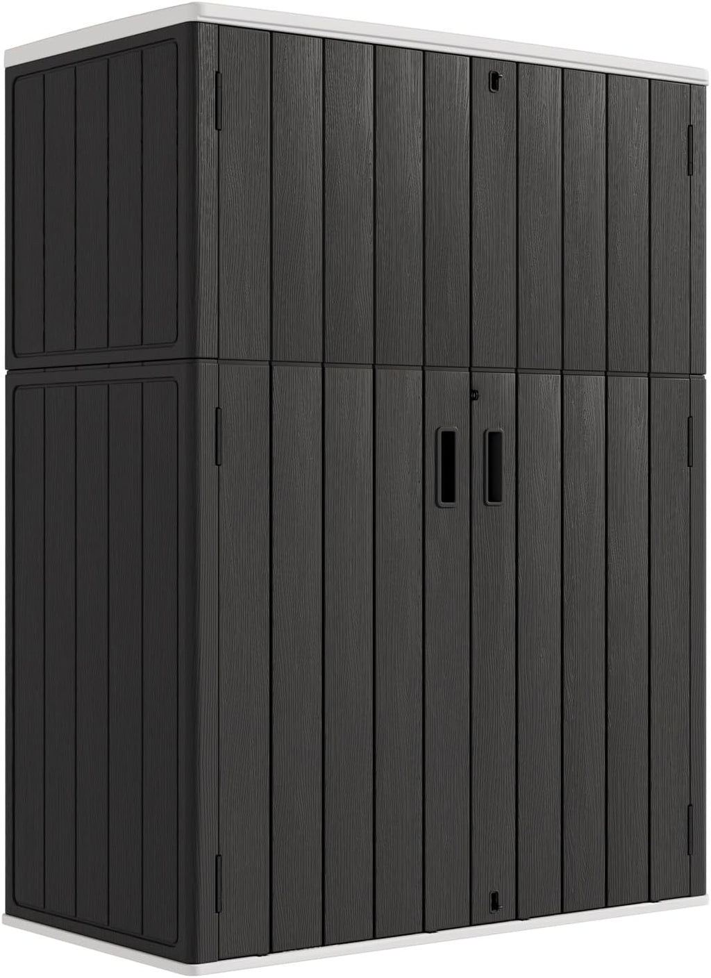 KINYING Outdoor Storage Cabinet Waterproof, 57 Cu.ft Resin Vertical Outdoor Storage Shed for Patio Furniture, Garden Tools, Pool Accessories, Mower Storage (Black)