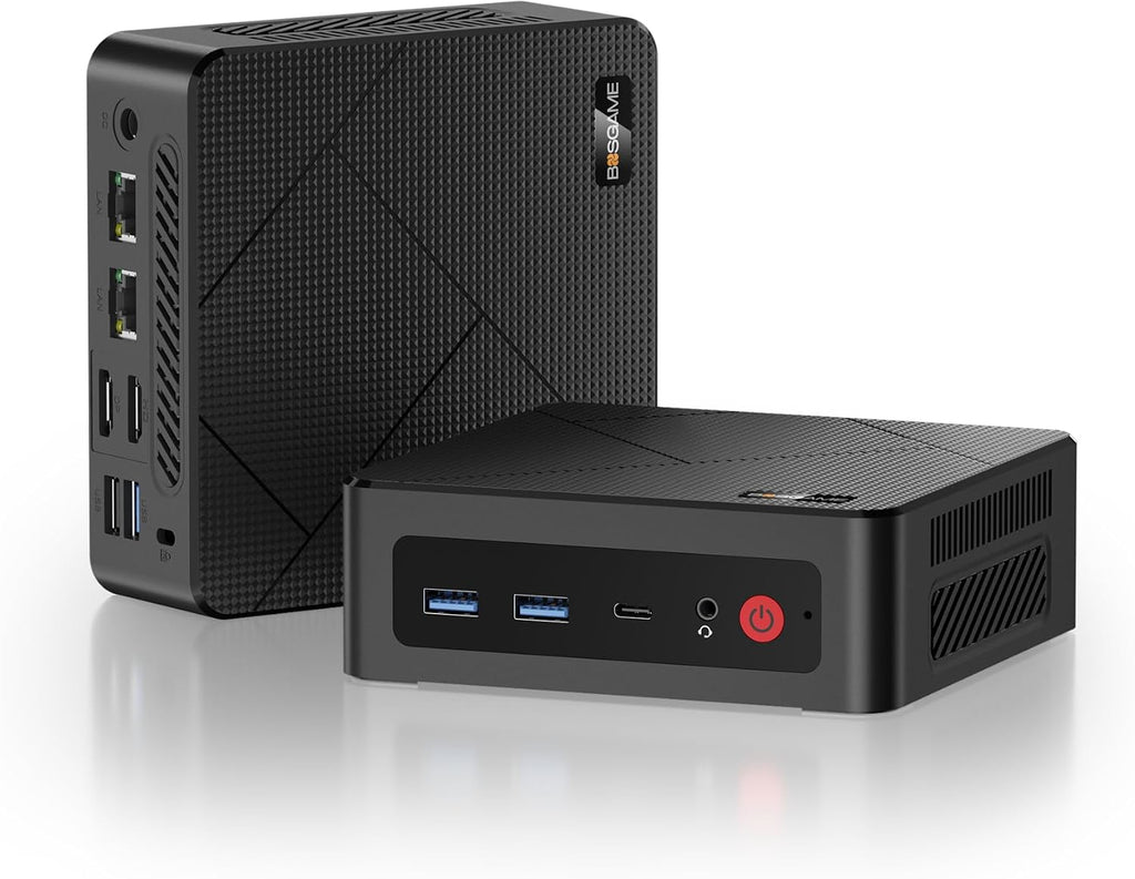BOSGAME E4 Mini PC Dual LAN, Ryzen 5 3550H 11 Pro Mini Computers, 16GB DDR4, 512GB SSD, Triple Displays (HDMI+DP+USB-C), WiFi 5, BT 5.0