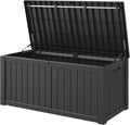 Outdoor Storage Box, 120 Gallon Deck Box, Resin Waterproof Outside Storage Bench, Outdoor Storage Cabinet With Lockable Lid, Backyard Deck Box For Garden Tools, Patio Cushions, Pool Accessories