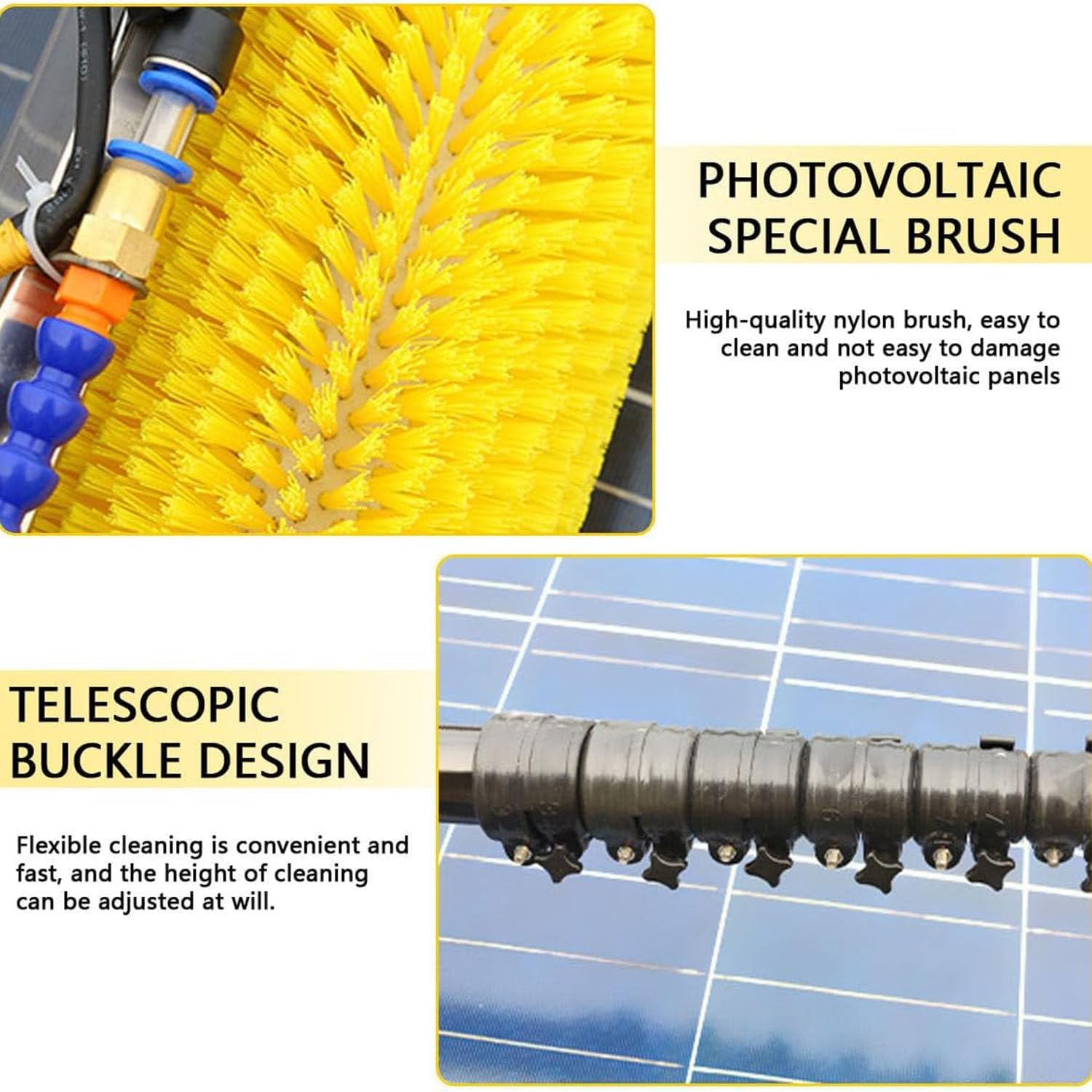 Cleaning Brush Electric Window Cleaning Pole, Water Fed Telescopic Brush, Extendable Cleaner, for Conservatory Roof, Cleaning Photovoltaic & Solar Panels,7M