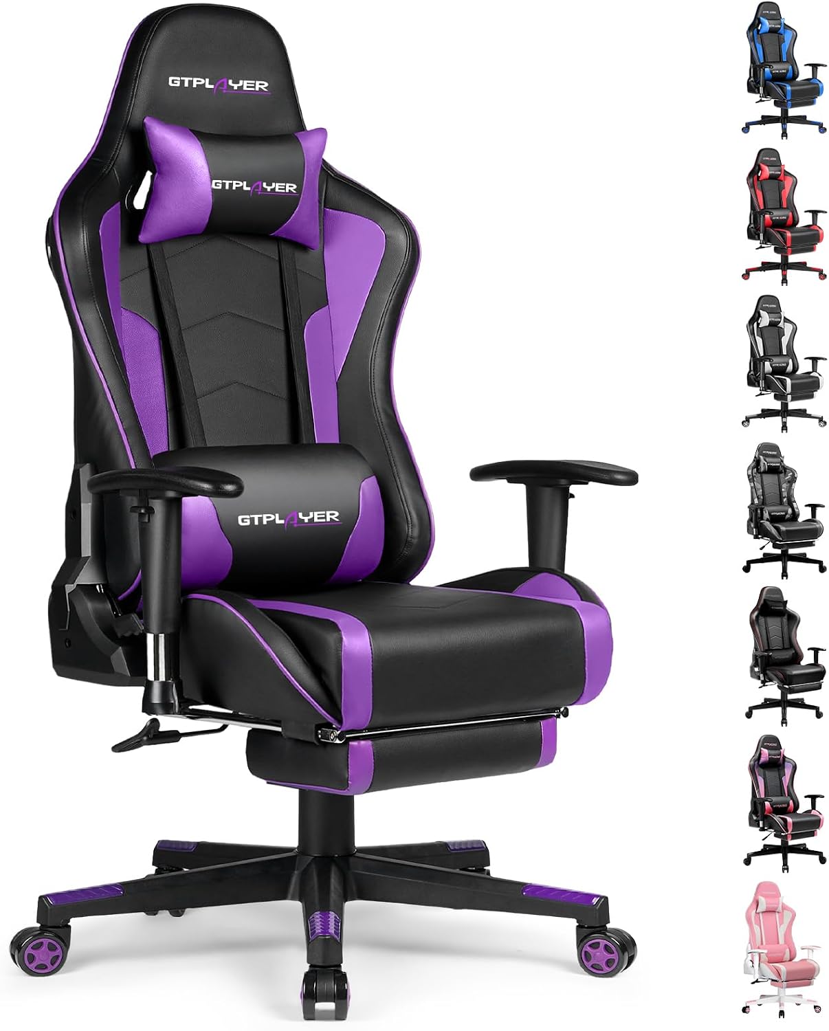 GTPLAYER Gaming Chair with Footrest Speakers Video Game Chair Bluetooth Music Heavy Duty Ergonomic Computer Office Desk Chair