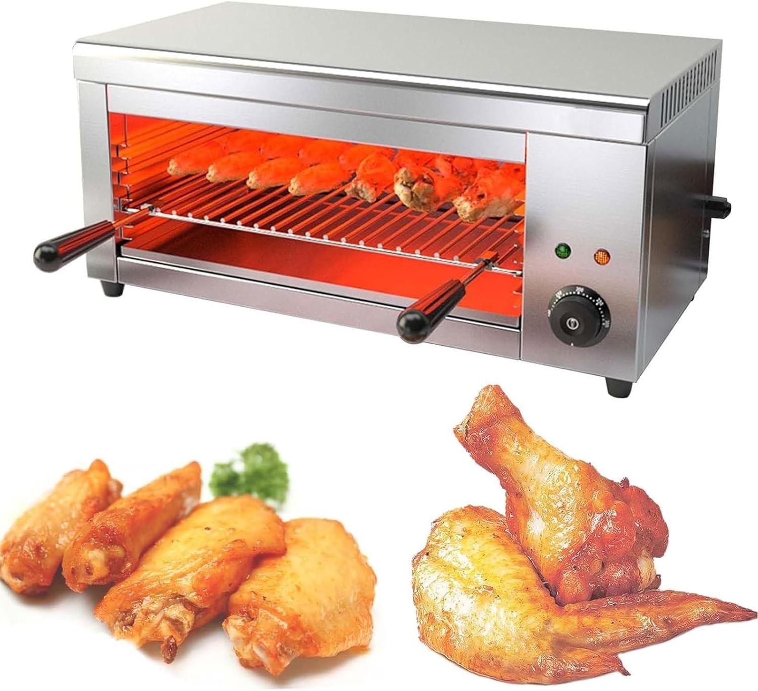Stainless Steel Indoor Electric Grill, 2000W & 30L Family Size - 4 Height-Adjustable Racks, 50-300°C Thermostat, No Oil Smoke, Wall Mountable For Space Saving