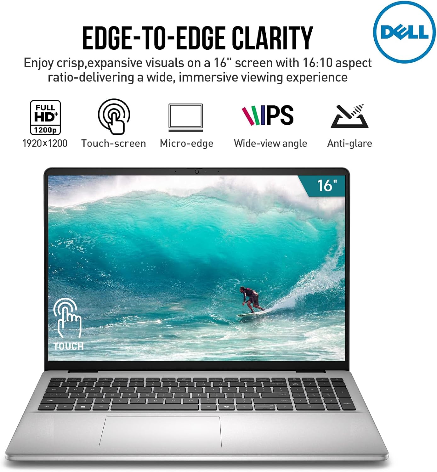 Dell 2026 16 Touchscreen Laptop Computer, 16' FHD+ Touch Screen Business Laptop, Intel Core 5 (10-Cores, Beat i7-1355U), 16GB DDR5 1TB SSD, Windows 11 Pro, Backlit Keyboard, Wi-Fi 6E, Copilot Key