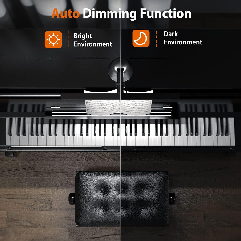 Quntis 55'' Ultra Wide Illumination Piano Light, 12W LED Professional Eye Caring Piano Lamp with Auto-Dimming, Dimmable Modern Reading Lamp, 2H Timer, Music Stand Light for Upright Piano
