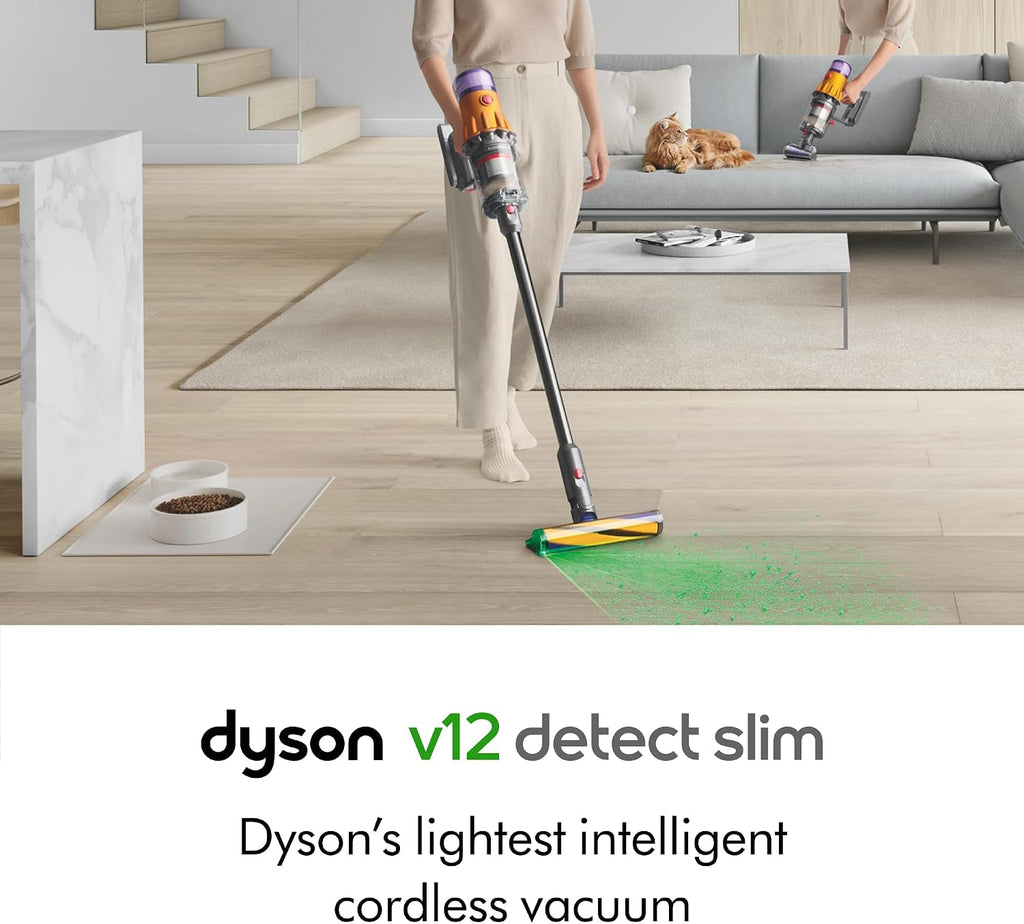 Dyson V12 Detect Slim Cordless Vacuum Cleaner,Yellow/Iron (Renewed), Large