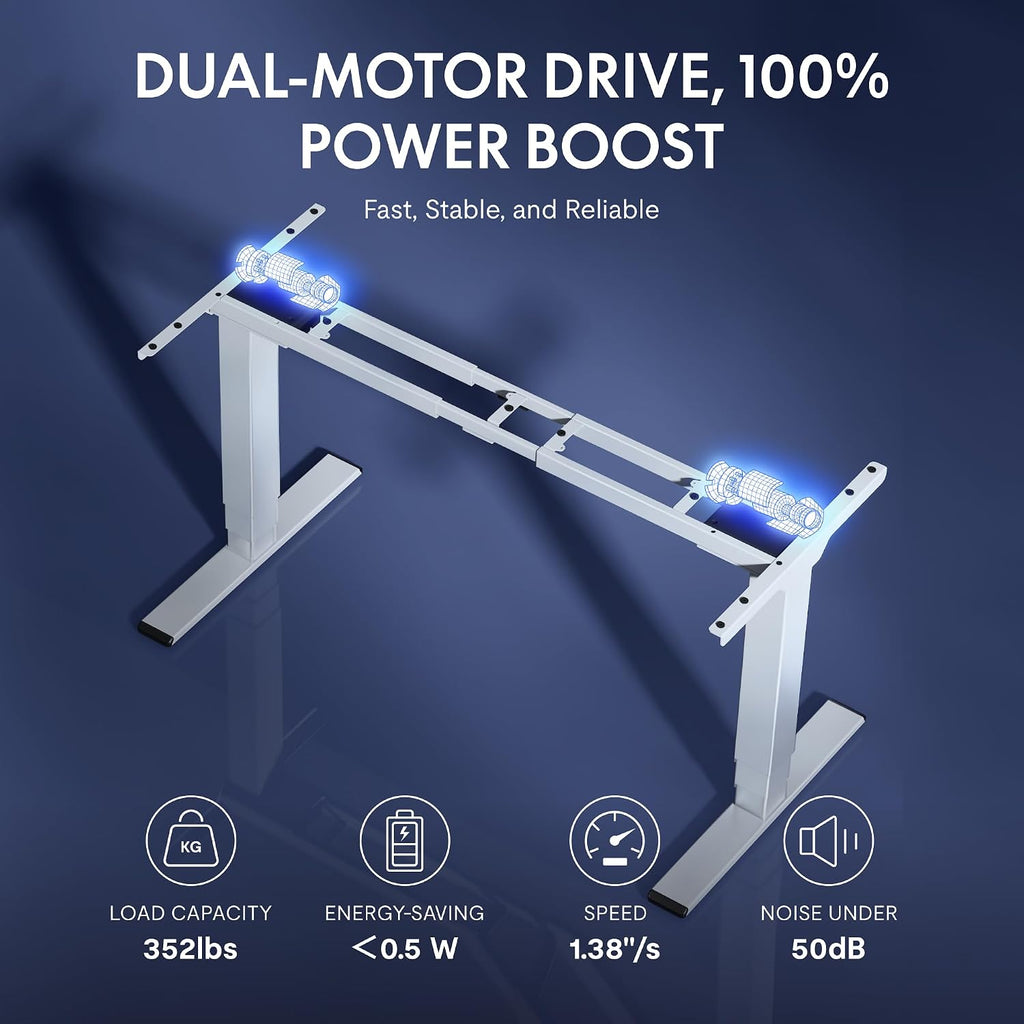 FLEXISPOT E6G CyberX RGB LED Electric Gaming Standing Desk, 55 Inch Dual Motor 3-Stage Adjustable Desk up to 352 lbs, Large Ergonomic Computer Workstation for Gamers, Streamers & Home Studios (White)