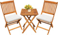 Devoko Outdoor 3 Piece Folding Patio Bistro Set Acacia Wood Bistro Table and Chairs Set of 2 for Garden Poolside Backyard Balcony Porch Deck