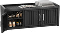 ROJIK Shoe Cabinet Waterproof UV-Resistant,Storage Bench Indoor Outdoor with Adjustable Shelves,for Entryway Bedroom,Hallway,Living Room(3 Door,Black)