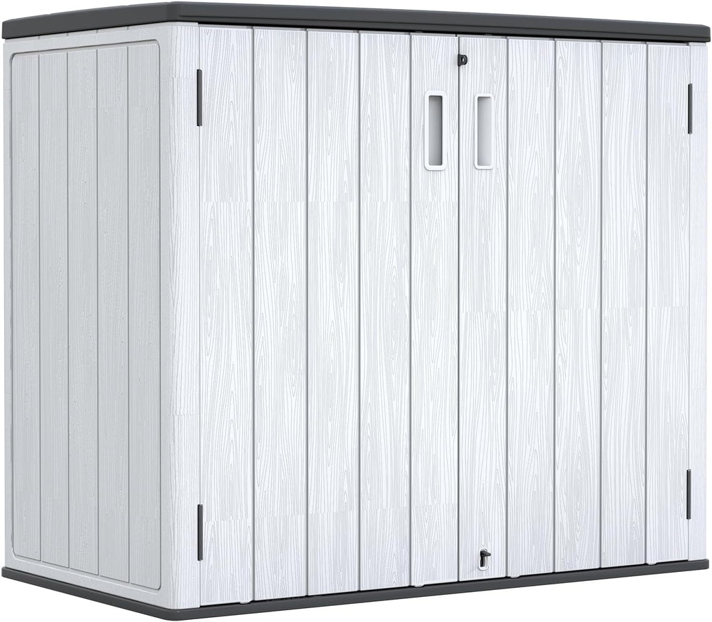 ZZM 37 Cu.ft Outdoor Storage Cabinet with One Tool Kit, Horizontal Storage Shed for Garage, Bike, Garbage Cans, Garden Accessories