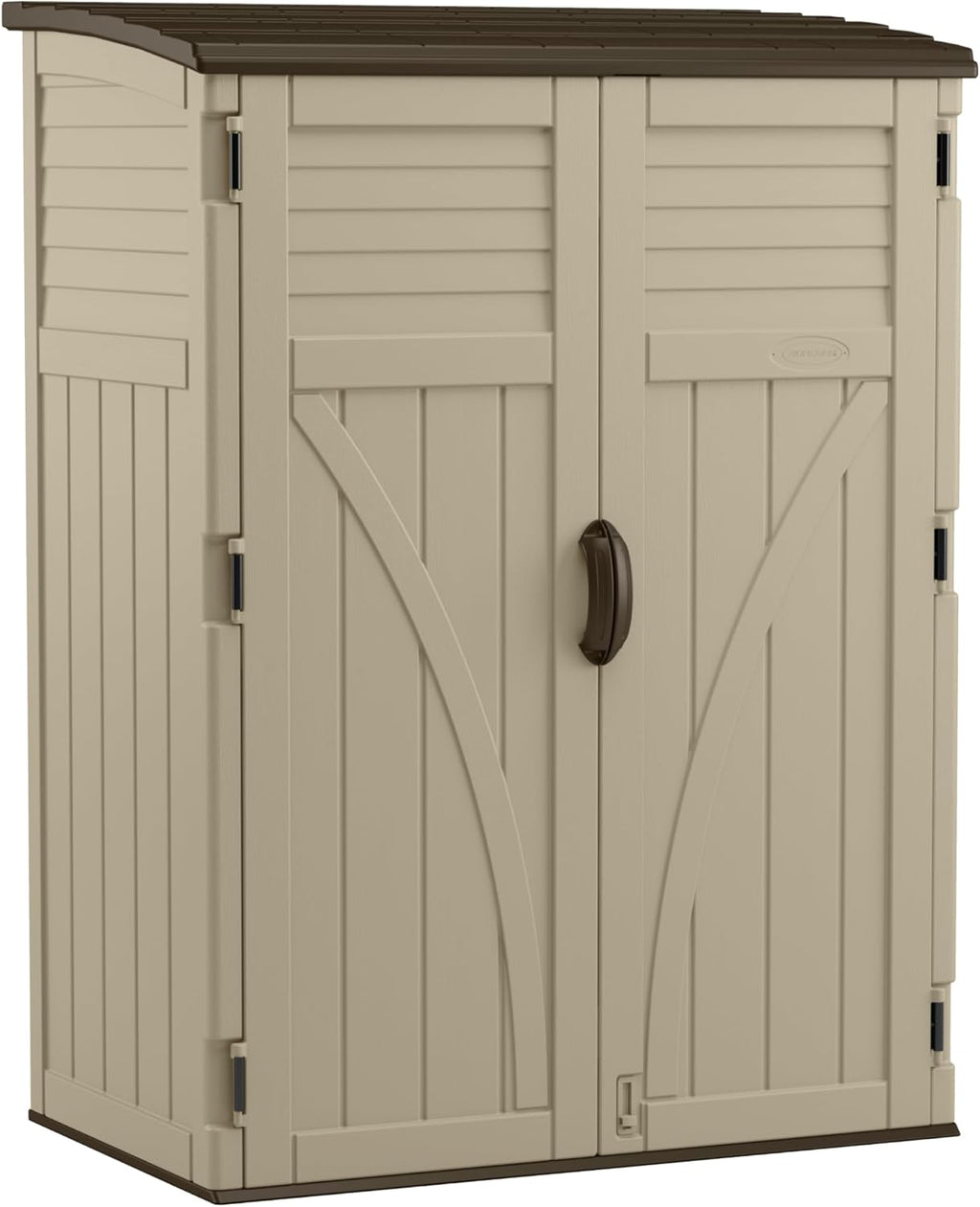 Suncast Outdoor Storage Shed, Water Resistant Resin Vertical Outdoor Storage Cabinet for Patio, Garden Tools, Cushions, & Equipment, Weatherproof Multi-Wall Design, 54 cu. ft., Made in USA