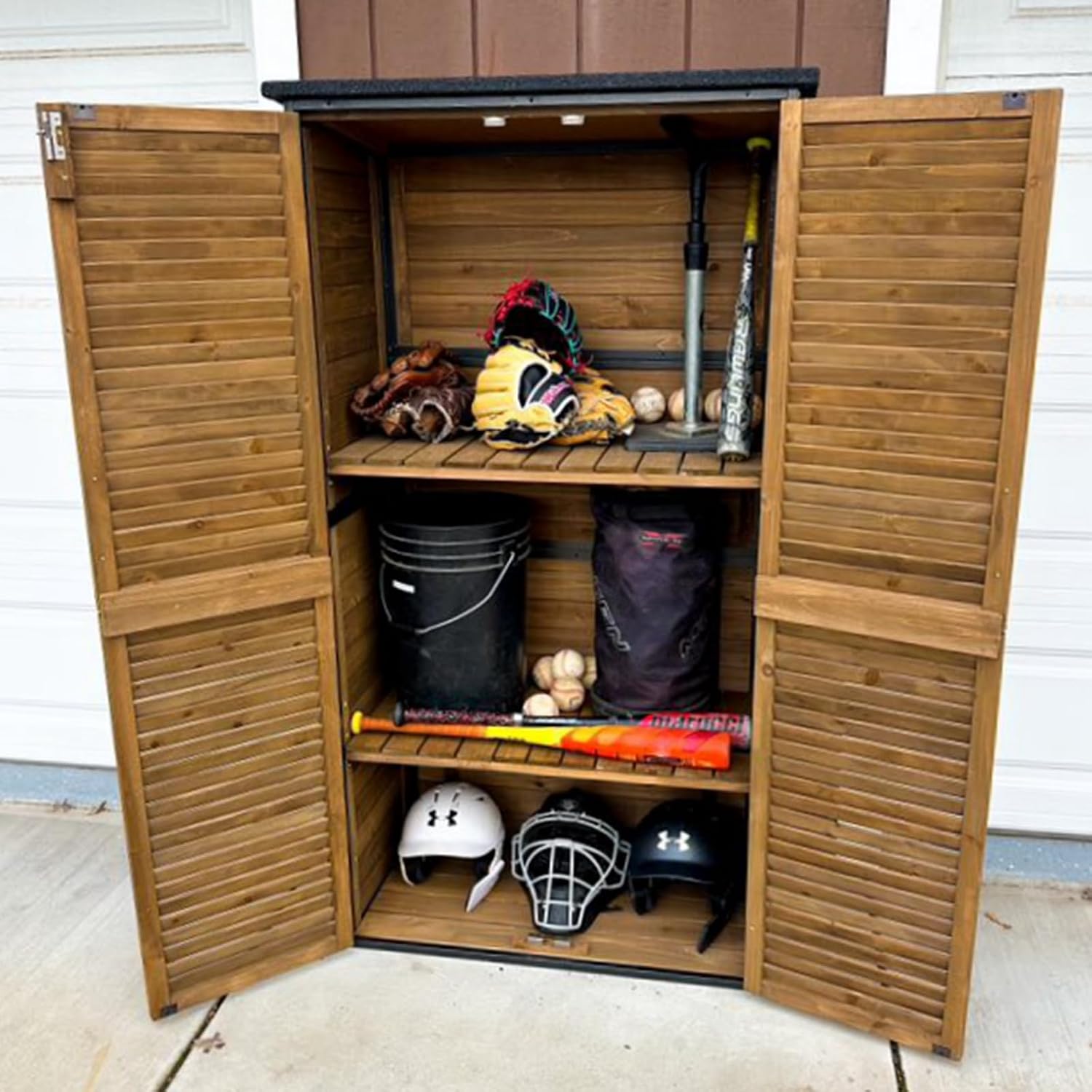 Outdoor Storage Shed Garden Cabinet with Strong Iron Frame Large Garden Shed with Floor,Waterproof