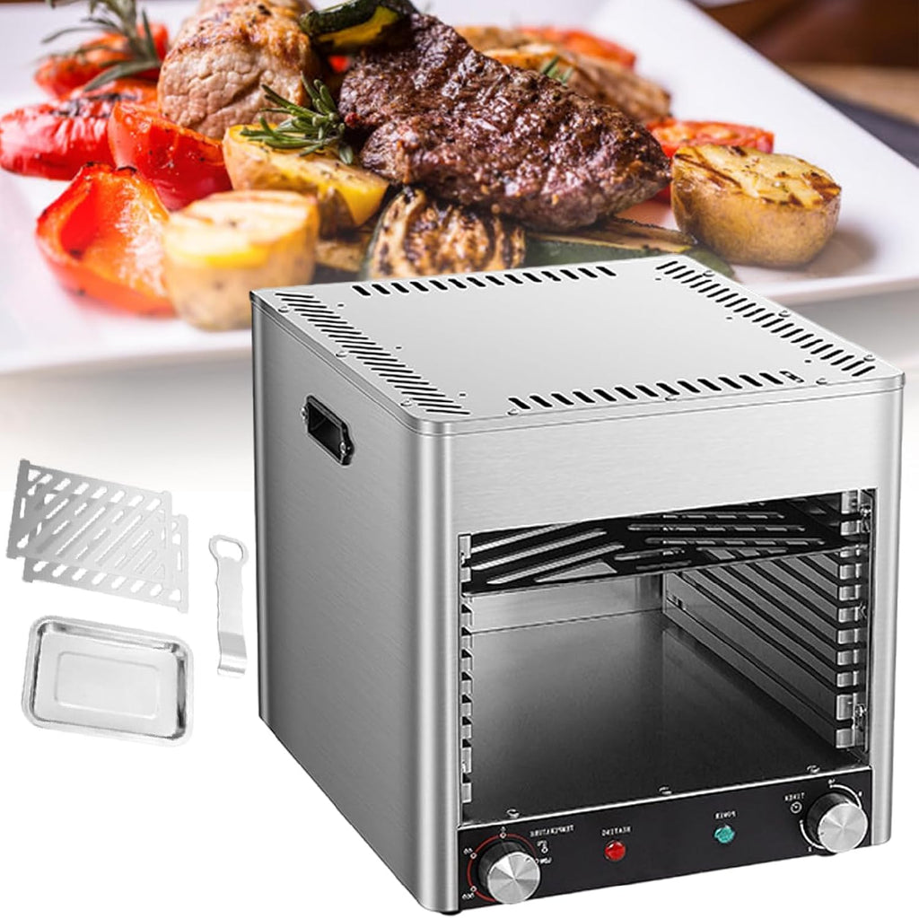 Steak Grill Electric Barbecue, Ceramic Heating 800 °C Portable Stainless Steel BBQ Multi-Functional Smokeless Indoor Grill,110V