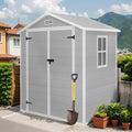 Outdoor Storage Shed 6 x 4.4 FT, Heavy-Duty Resin Tool Shed with Reinforced Floor, Lockable Door & Vent, Weather-Resistant Garden Shed for Lawn Equipment & Bikes (Gray)