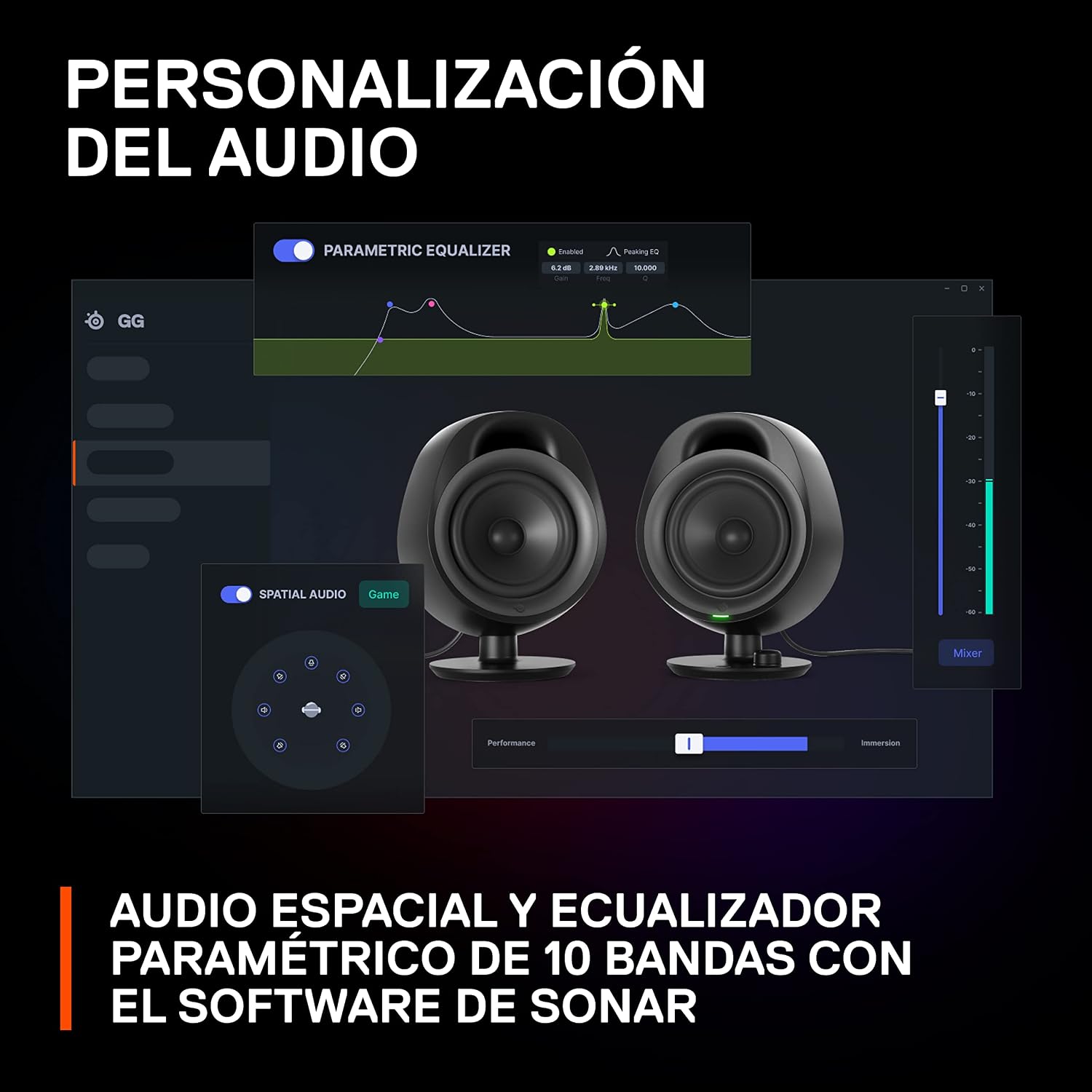 SteelSeries Arena 3 2.0 Desktop Gaming Speakers - Immersive Audio, On-Speaker Controls, 4' Drivers - Wired & Bluetooth - PC, Mac, Mobile