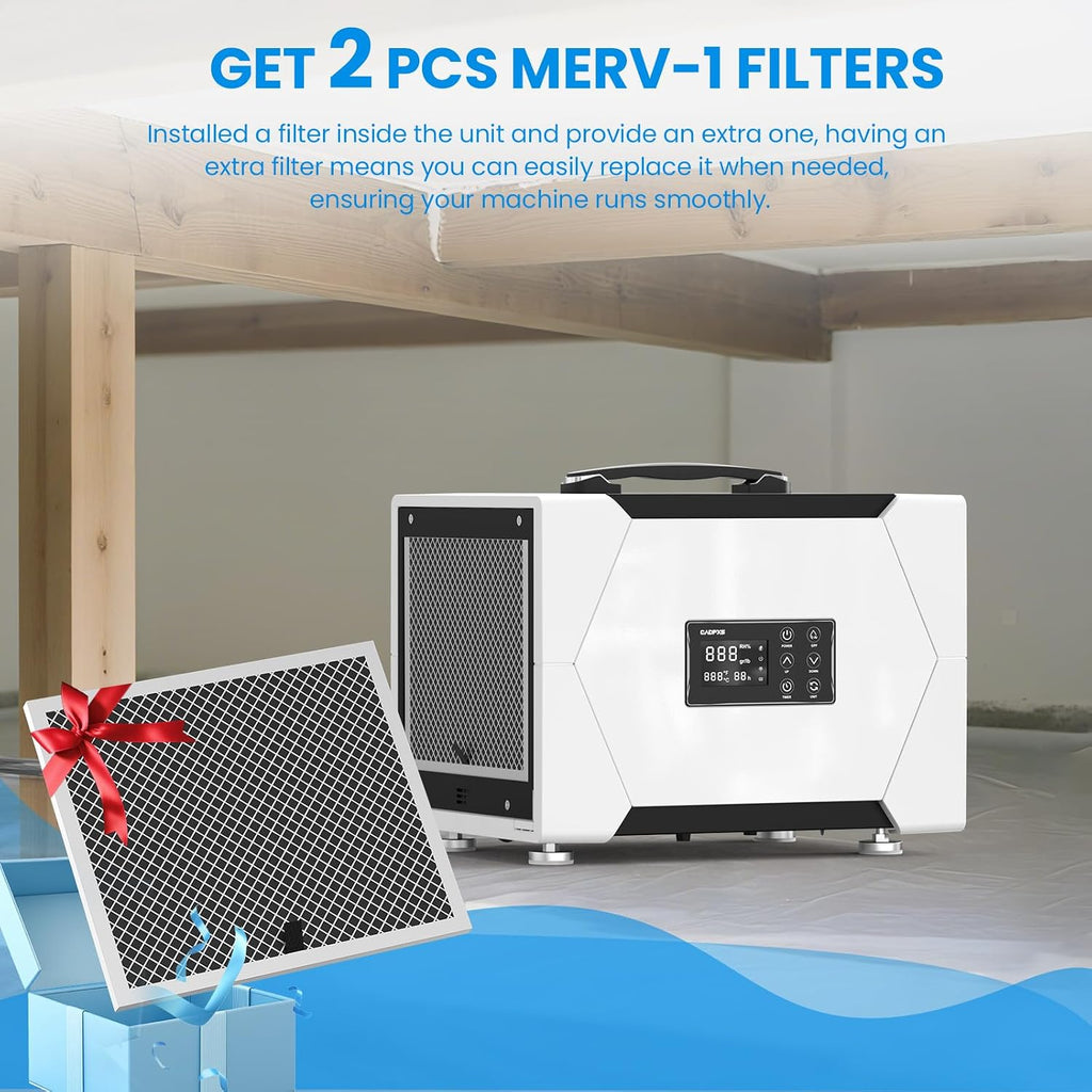 CADPXS Crawl Space Dehumidifier with Drain Hose, 80 Pint Commercial Dehumidifier for Basement, Home Use, Water Damage, Auto Defrost, Memory Start, cETL, Up to 1000 Sq Ft, 5 Years Limited Warranty