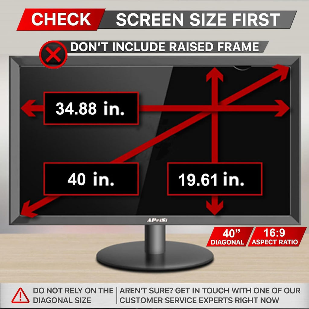 40 Inch Privacy Screen Filter for Widescreen 16:9 TV Monitor | Privacy Shield | Anti-Glare | Anti-Blue light | Eye Protection | Anti Spy | Computer Security Private Filter Protector
