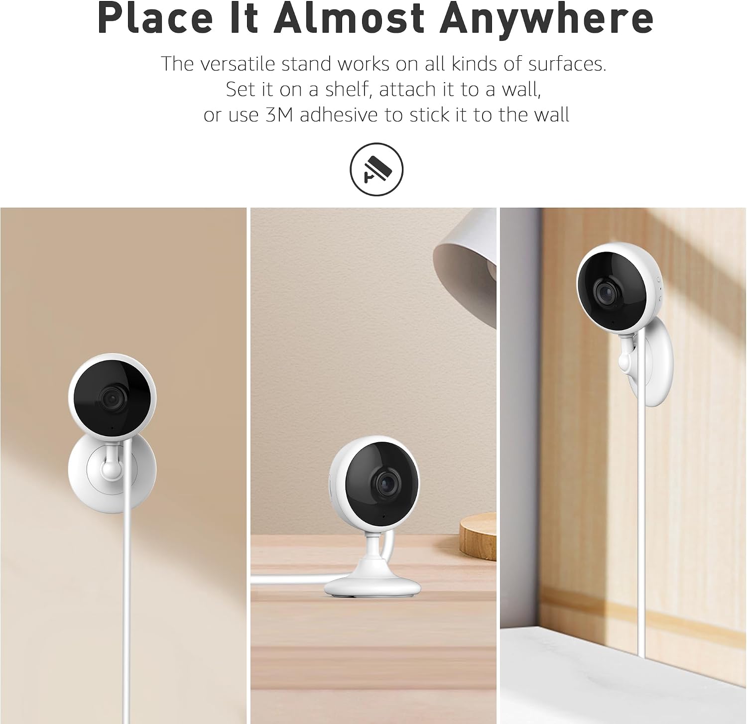 Small Security Cameras, Upgraded Indoor Camera for Pets, Dogs, Babies, Elders, Smart WiFi Home Monitor, App Control, Compatible with Alexa, White, 8PCS