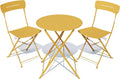 Grand patio Premium Frame Patio Bistro Set, Colorful Folding Outdoor Patio Furniture Sets, 3-Piece Patio Table and Chair Set, Yellow