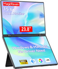 MAGICRAVEN Portable Dual Monitor for Laptop, Foldable Laptop Screen Extender, Plug & Play No Driver, 1080P FHD IPS Triple Screen for Travel & Office, Compatible with Mac, Windows - 15.6'