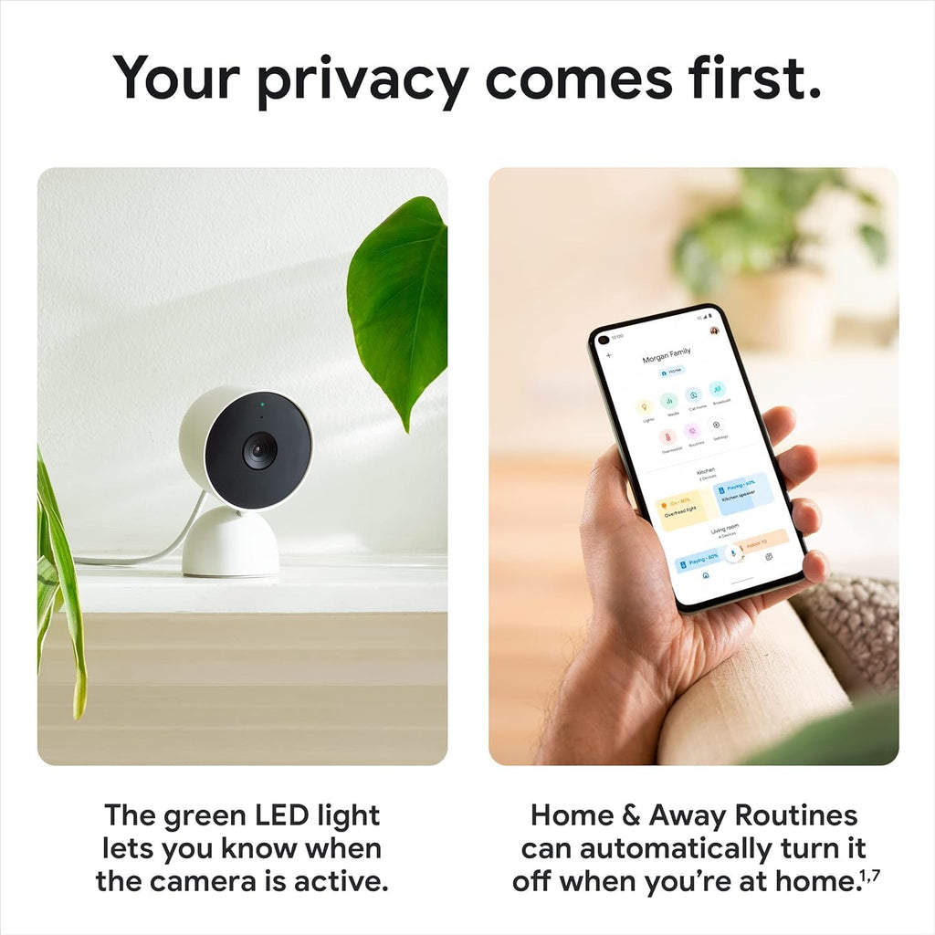 Google Indoor Nest Security Cam 1080p (Wired) - 2nd Generation - Non-Retail Packaging - Fog - 2 Pack