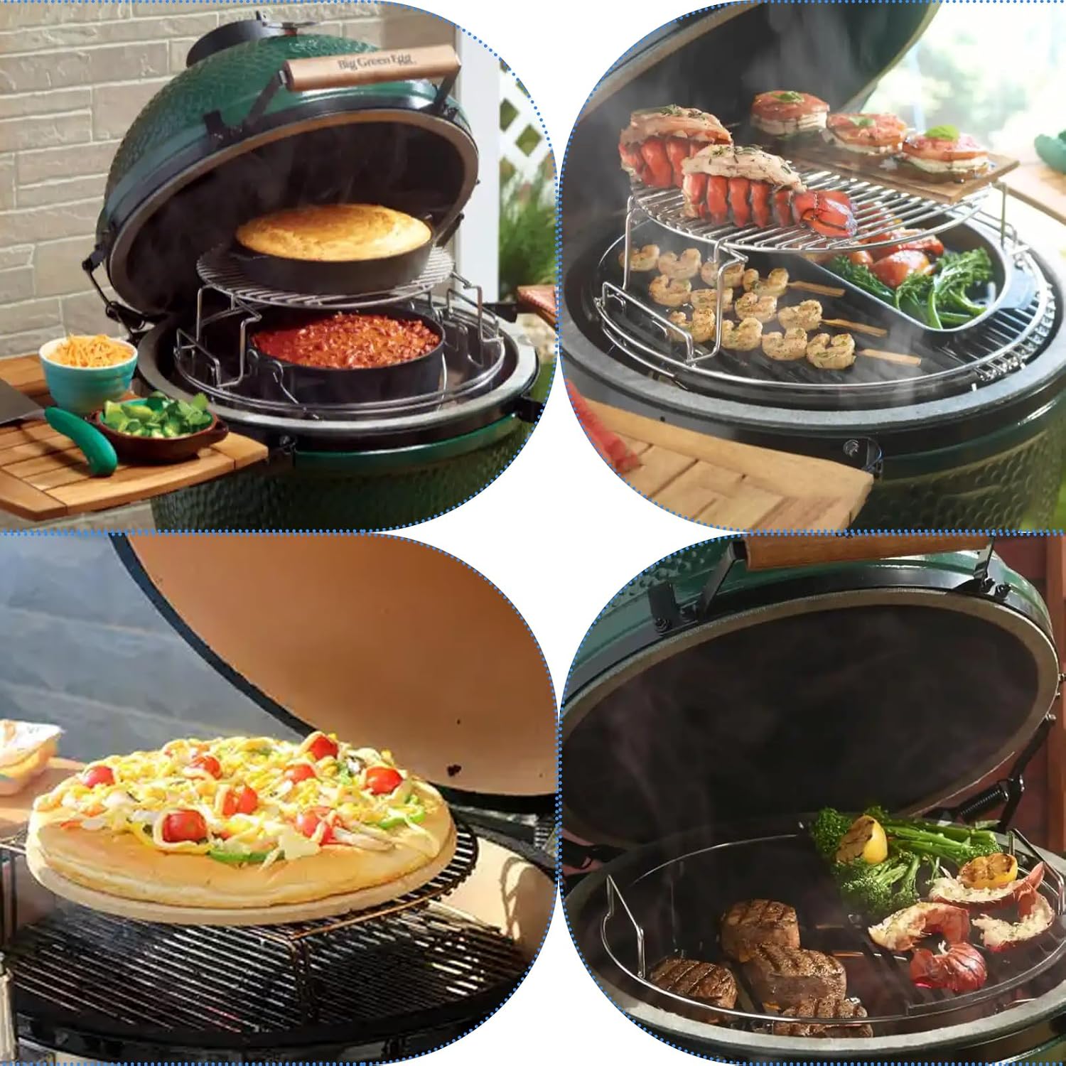 Multi-Level Base Rack Grill Cooking Grates Stack Rack System Kit for BGE, Big Green Egg XL, Kamado Joe Big Joe Smokers 24-inch Charcoal Grill，Expander Rack Cooking Basket Cooking Rack Eggspander Grid
