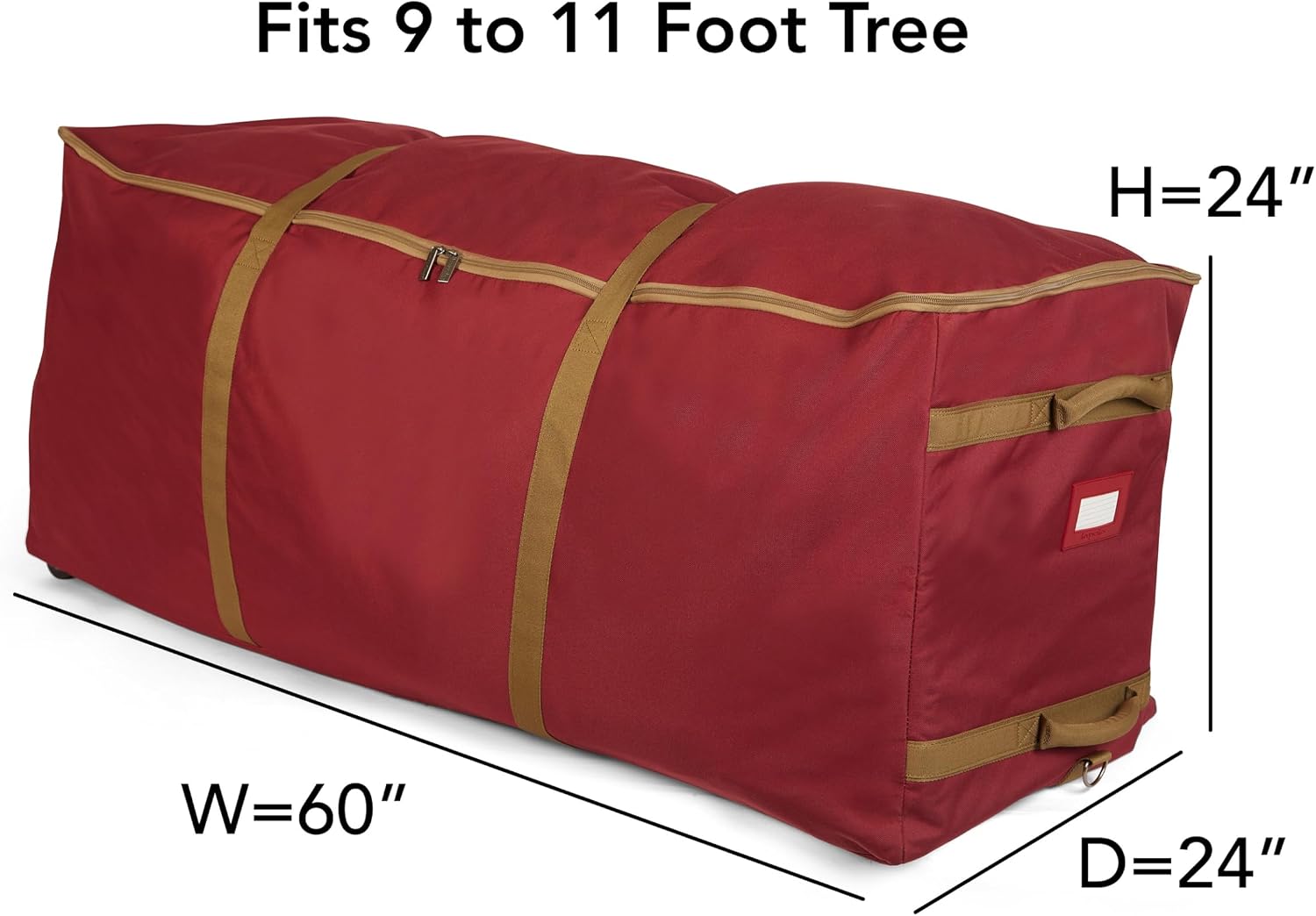 Covermates Keepsakes Christmas Tree Rolling Cinch Bag – Heavy-Duty Polyester Holiday Storage with Wheels, Reinforced Handles & Cinch Straps – Durable Christmas Tree Storage Solution, Red