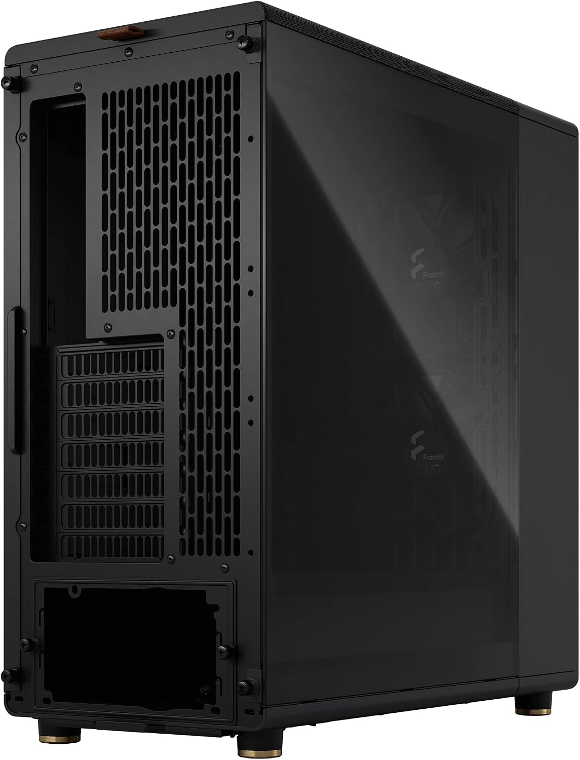 Fractal Design North Charcoal Black Tempered Glass Dark - Genuine Walnut Wood Front - Glass Side Panel - Two 140mm Aspect PWM Fans Included - Type C USB - ATX Airflow Mid Tower PC Gaming Case