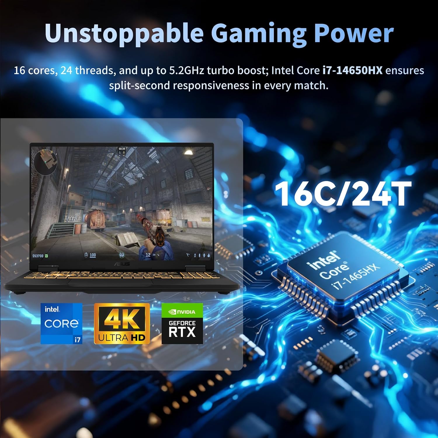 ASUS TUF F16 Gaming Laptop - 16' FHD+ 165Hz Display 300 nits, Intel 16 Core i7-14650HX, NVIDIA GeForce RTX 5060, Windows 11 Pro, WiFi 6E, Backlit Keyboard (32GB DDR5 RAM | 1TB SSD)