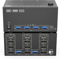 KVM Switch 4 Monitors 2 Computers,USB 3.0 HDMI+DisplayPort Four Monitor KVM for 2 PC Share 4 Display 4USB(204 1H3D)