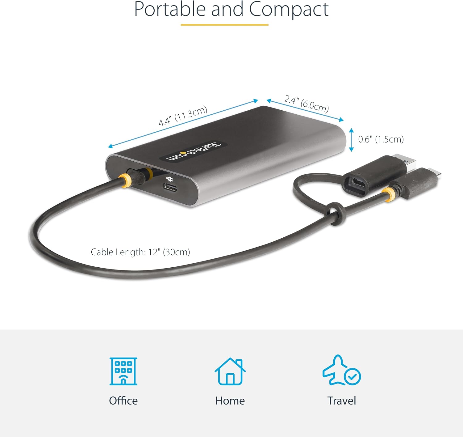 StarTech.com USB-C to Dual-HDMI Adapter, USB-C/A to 2X HDMI Converter, 4K 60Hz, 100W PD Pass-Through, Win/Mac, TAA