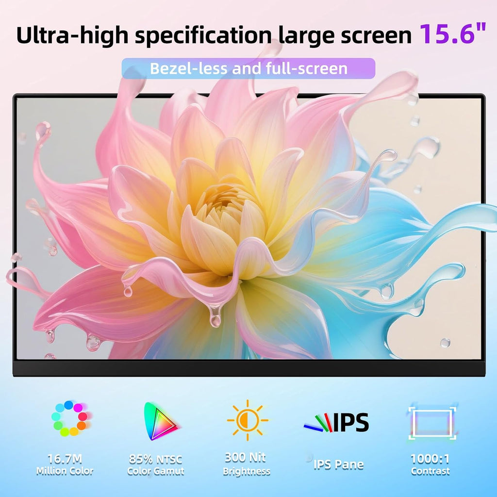 Laptop Screen Extender Dual Monitor - 15.6' Portable Monitor Detachable IPS 1080P FHD 85% NTSC Travel Screen USB-C HDMI Port Compatible with Wins Mac Chrome Dex Fits 13-17' Laptops