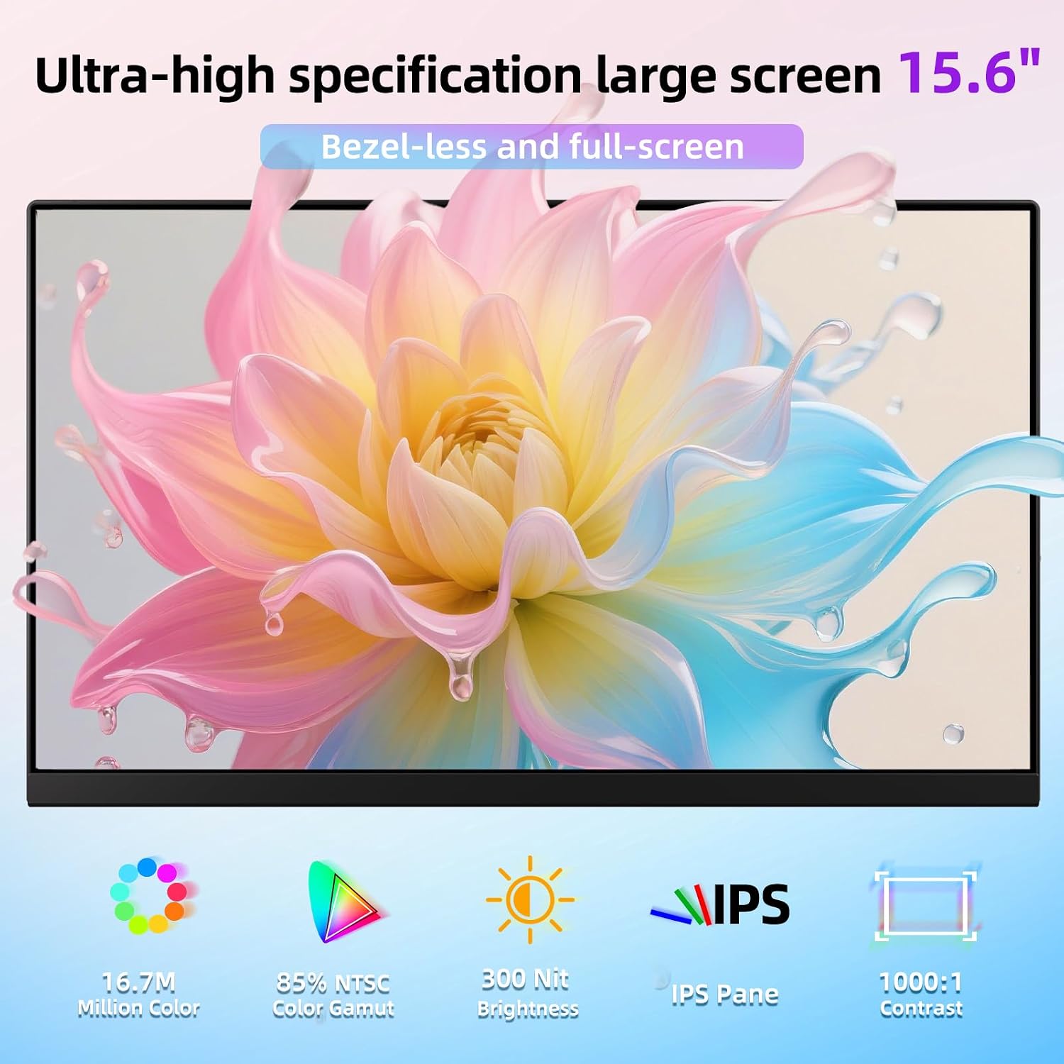 Laptop Screen Extender Dual Monitor - 15.6' Portable Monitor Detachable IPS 1080P FHD 85% NTSC Travel Screen USB-C HDMI Port Compatible with Wins Mac Chrome Dex Fits 13-17' Laptops