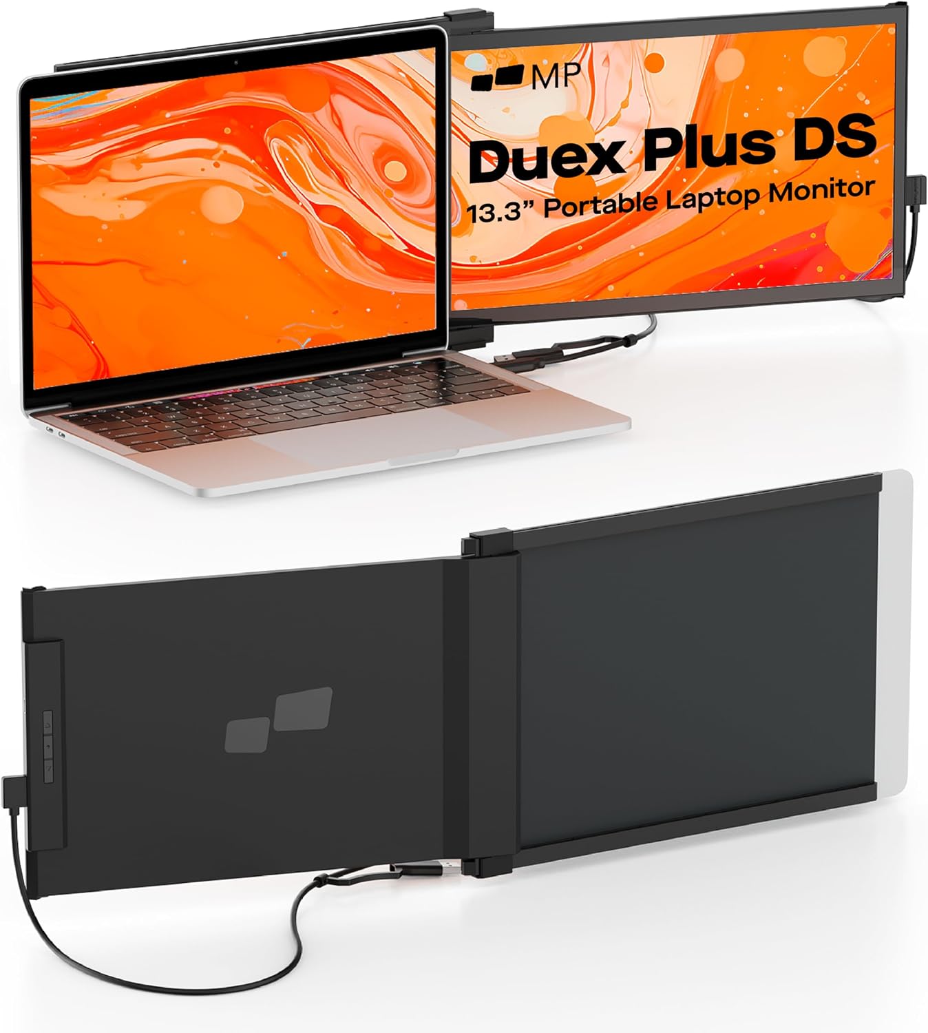 New Mobile Pixels Duex Plus DS Laptop Screen Extender, 13.3' FHD 1080P IPS Portable Monitor, Auto Rotation USB Type-C/HDMI Plug and Play Laptop Monitor, Windows/Mac/Android/Switch Compatible