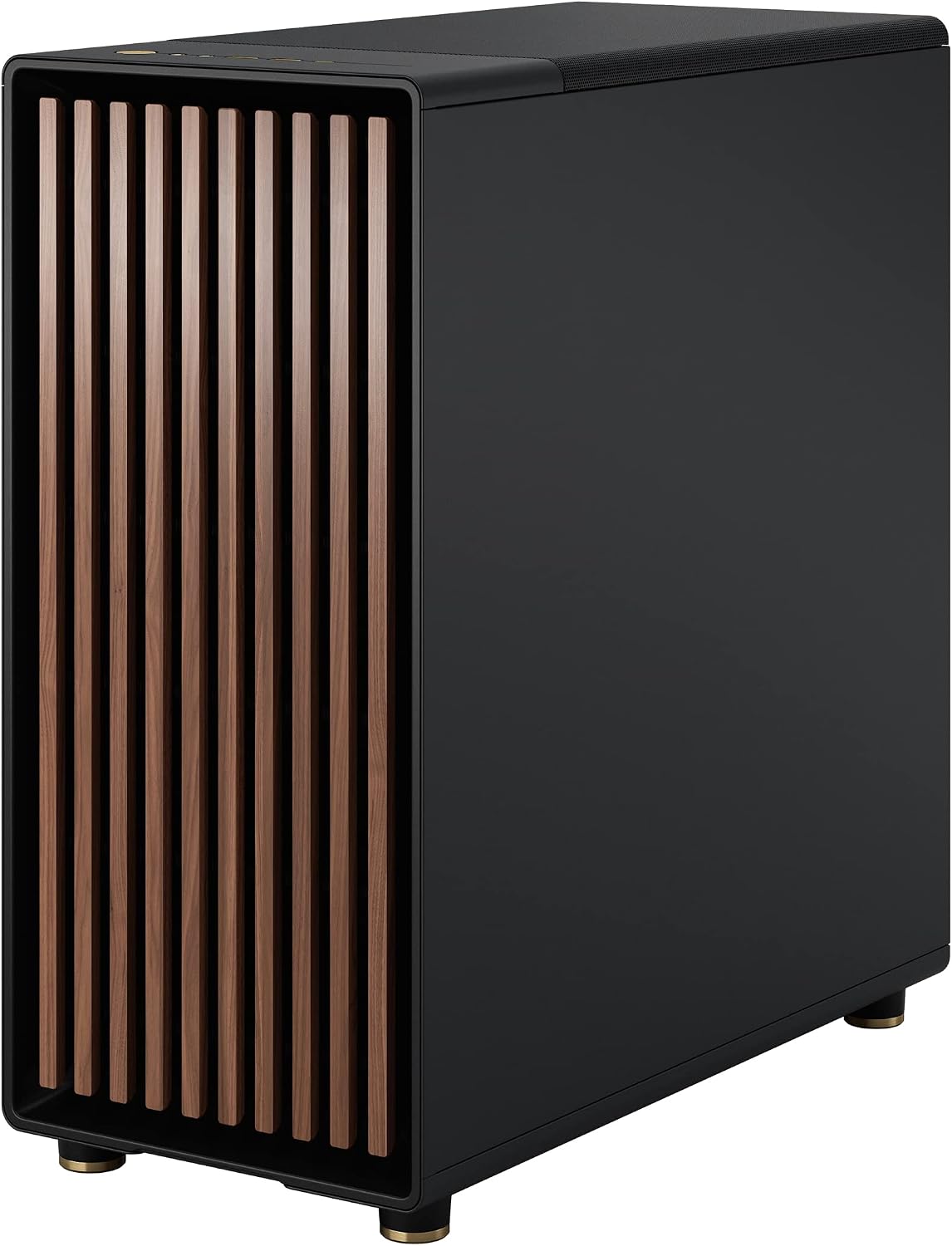 Fractal Design North Charcoal Black Tempered Glass Dark - Genuine Walnut Wood Front - Glass Side Panel - Two 140mm Aspect PWM Fans Included - Type C USB - ATX Airflow Mid Tower PC Gaming Case