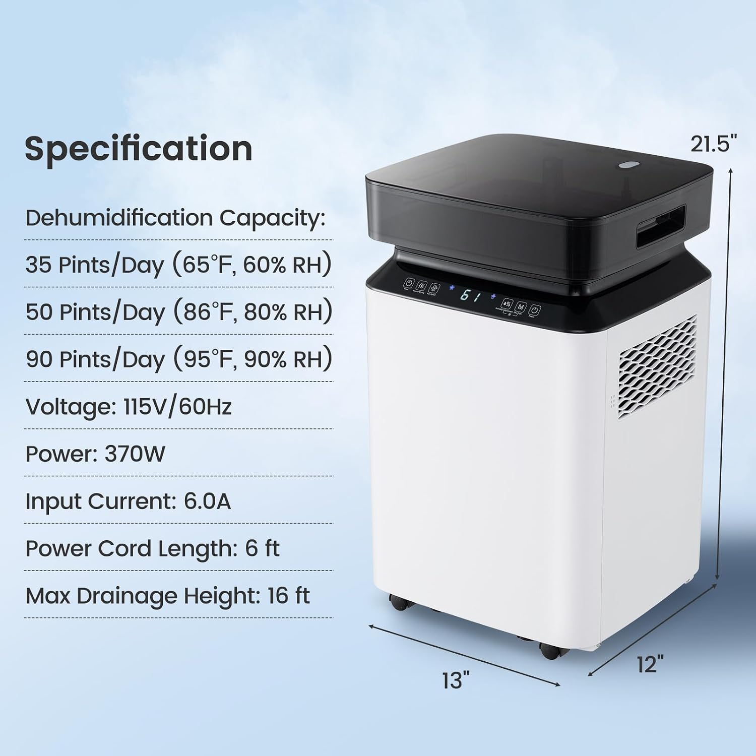 4,500 Sq.Ft Dehumidifier for Basement and Home, 70 Pint Dehumidifier with Drain Hose, Pump, 2.2 Gal Water Tank & Child Lock, 24H Timer & Energy Efficient, Ideal for Large Room (4500 Sq.Ft)