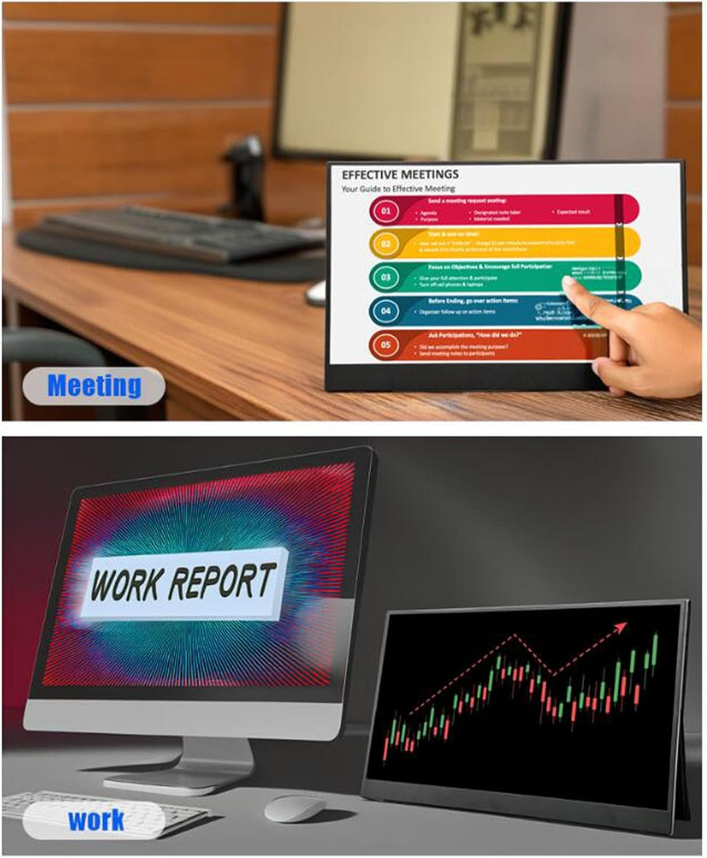 ciciglow 15.6 Inch Portable Display, 1080P Computer Display, Thin and Lightweight Portable External Touch Screen Display for Laptop Computer PC Game Console