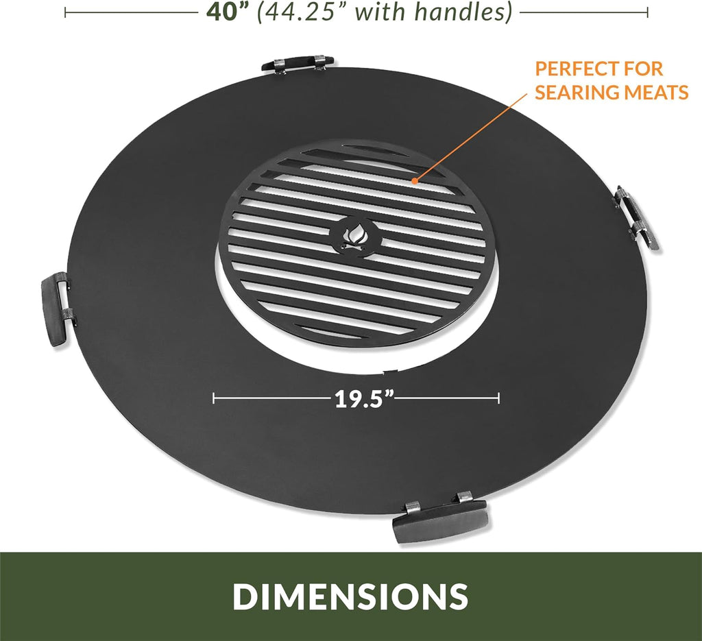 40' Round Cooking Grate, Universal Fire Pit Grill, Outdoor Campfire BBQ Grilling Mesh Grates Steel, Camping Cooking Grill and Skillet for Firepit, Burn Rack, Stove Accessories by Good Directions