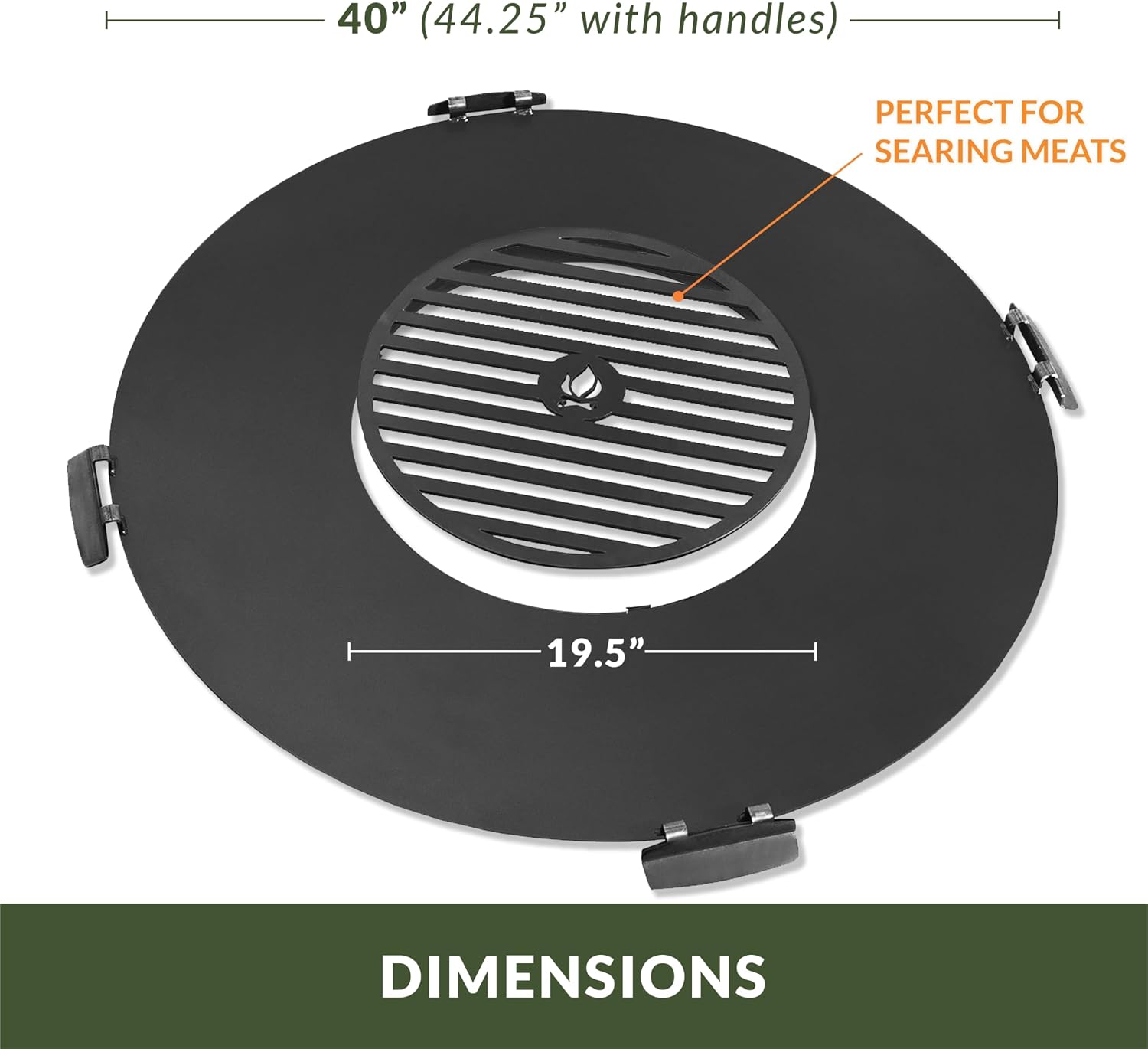 40' Round Cooking Grate, Universal Fire Pit Grill, Outdoor Campfire BBQ Grilling Mesh Grates Steel, Camping Cooking Grill and Skillet for Firepit, Burn Rack, Stove Accessories by Good Directions