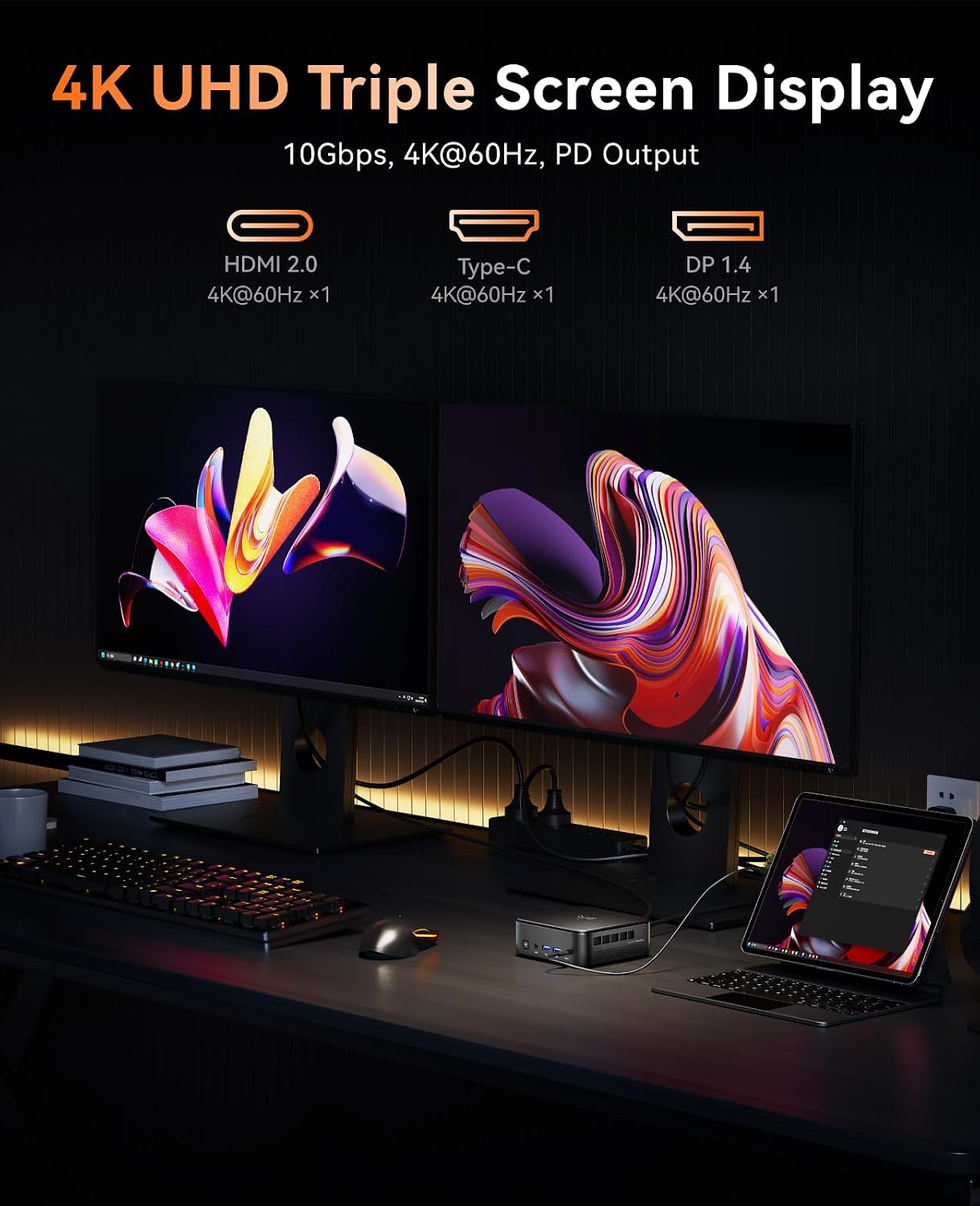 KAMRUI E3B Mini PC, Desktop Computer with 16GB DDR4 RAM 512GB SSD, WiFi 6, Bluetooth 5.2, 4K Triple Display, Full-Function USB-C, 4X USB-A, Ethernet, High-Performance Office PC