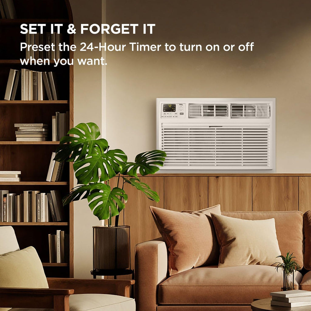 TCL H14T9XH Heat 14,000 Smart Through-The-Wall Air Conditioner, Heater, Fan & Dehumidifier, 230V, 700 Sq. Ft, Remote Control, Compatible with Alexa/Google Assistant, 14000 BTU, White